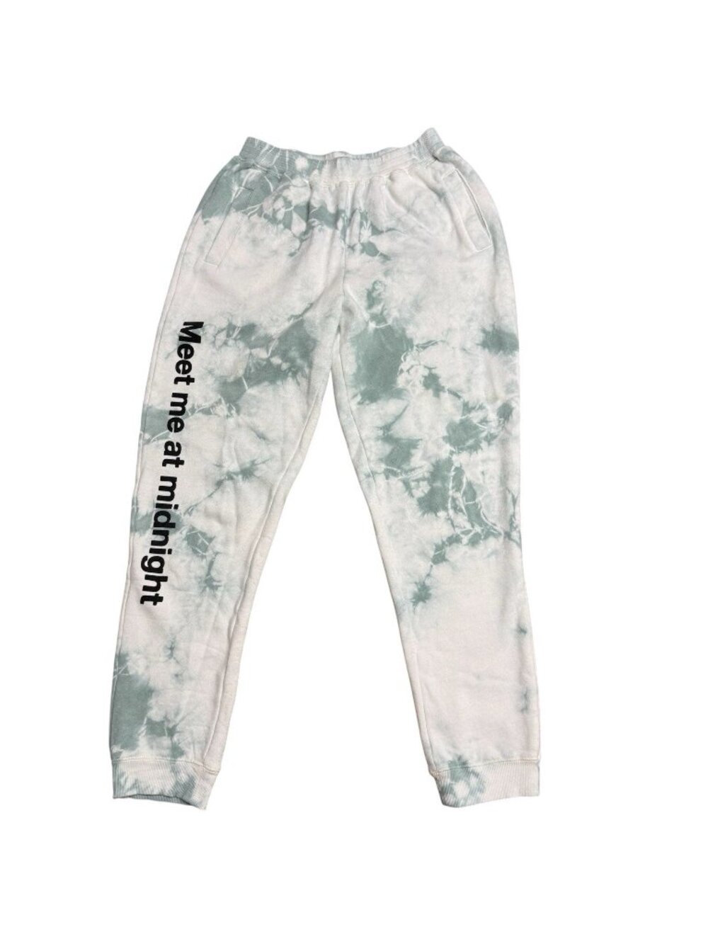 TAYLOR SWIFT SWEATPANTS GREEN TIE DYE MEET ME AT MIDNIGHT SPELLOUT SIZE M FLEECE